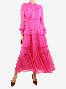 ME+EM Pink chiffon midi dress - size UK 8