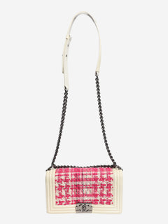 Pink and white 2014 leather and tweed boy bag Shoulder bags Chanel 