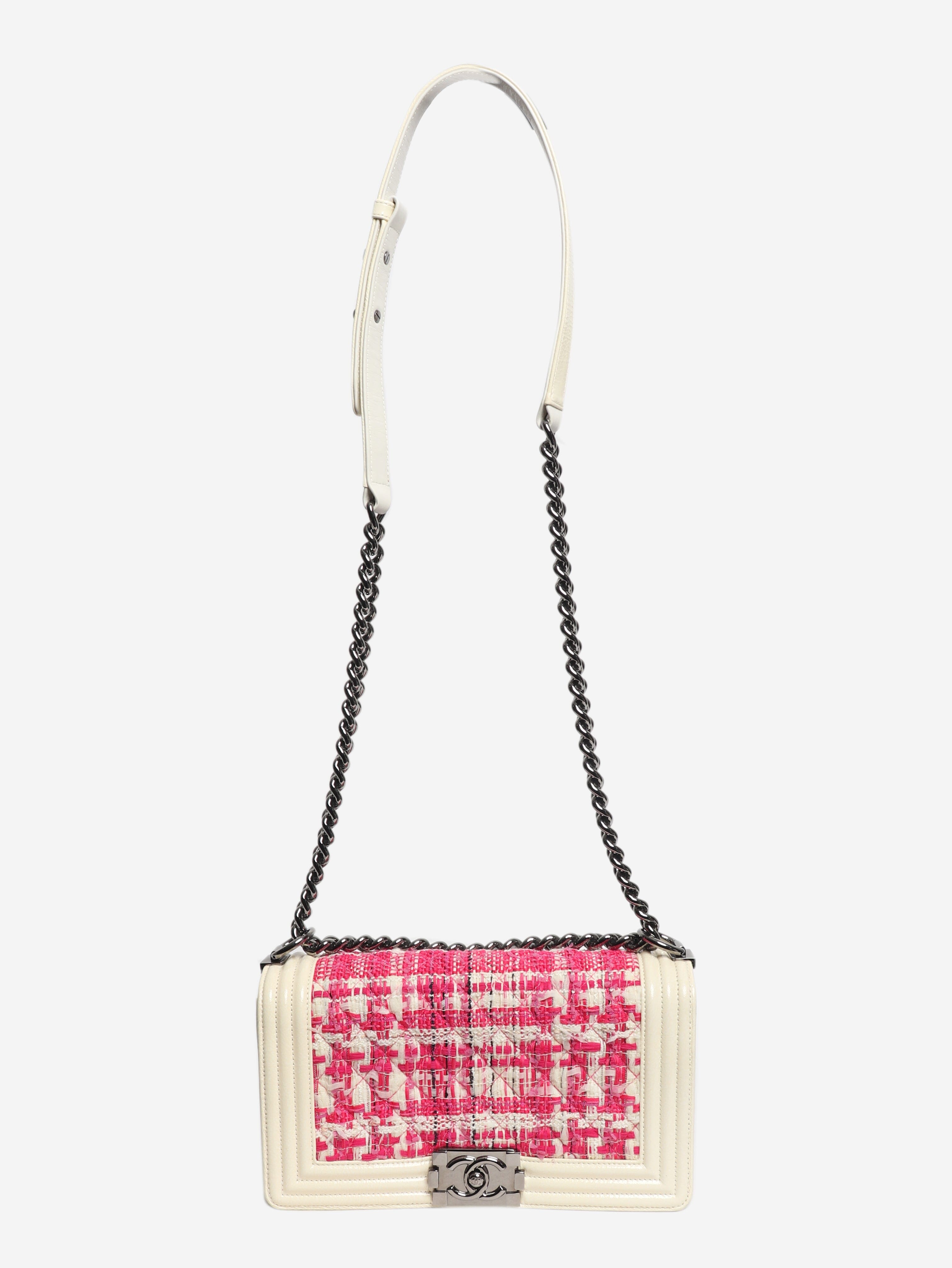 Pink and white 2014 leather and tweed boy bag Shoulder bags Chanel 