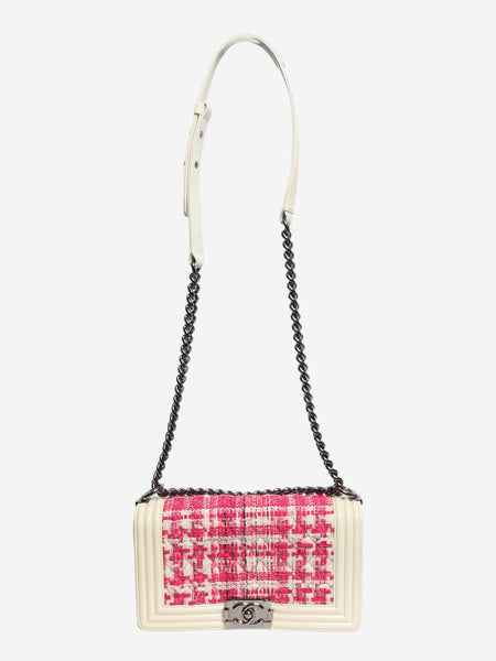 Pink and white 2014 leather and tweed boy bag alternate image