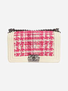 Pink and white 2014 leather and tweed boy bag Shoulder bags Chanel 