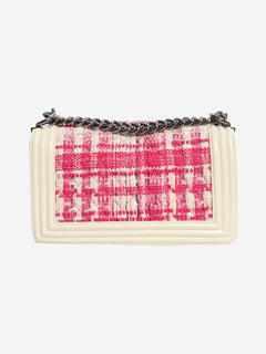 Pink and white 2014 leather and tweed boy bag Shoulder bags Chanel 