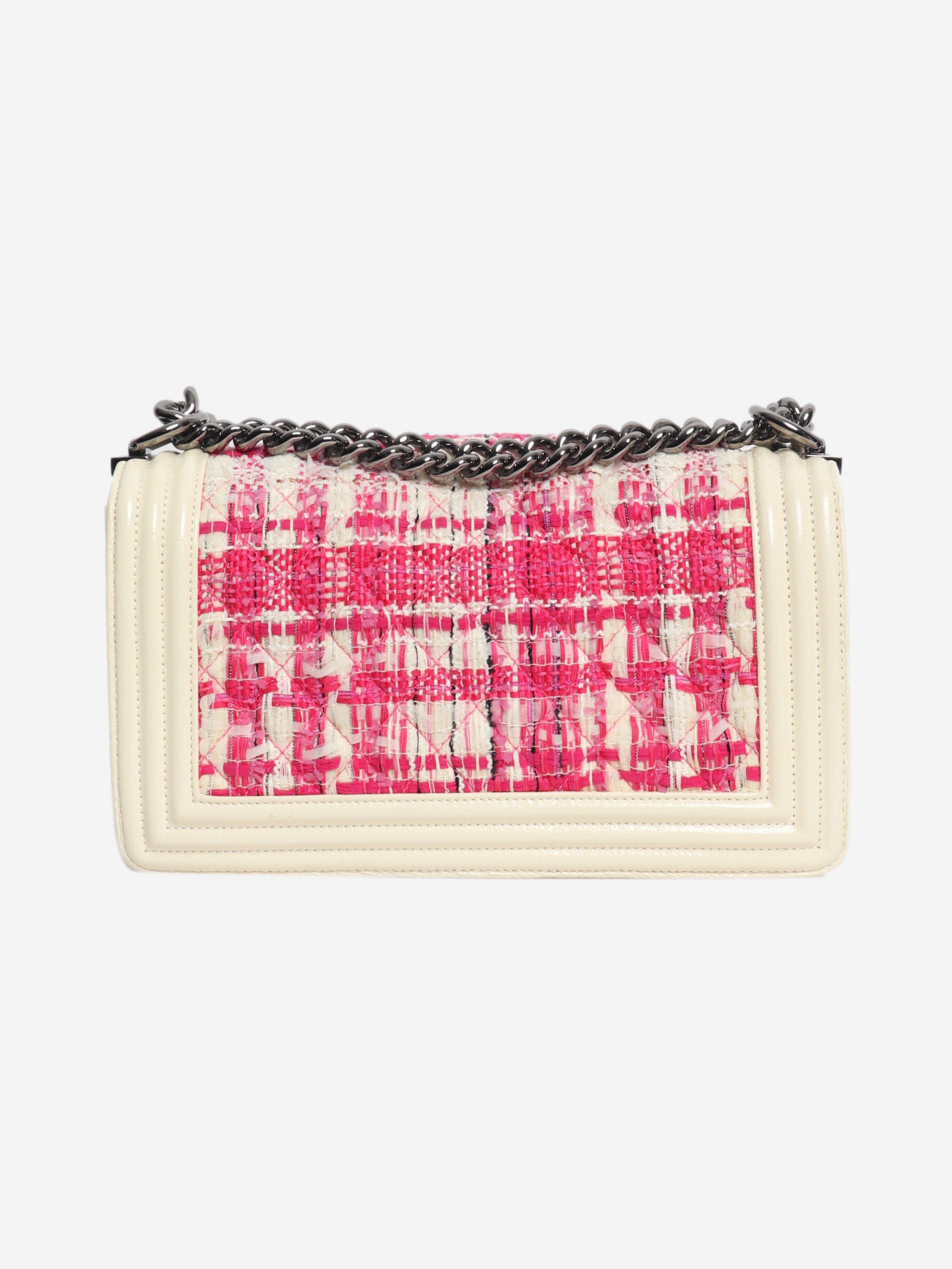 Pink and white 2014 leather and tweed boy bag Shoulder bags Chanel 