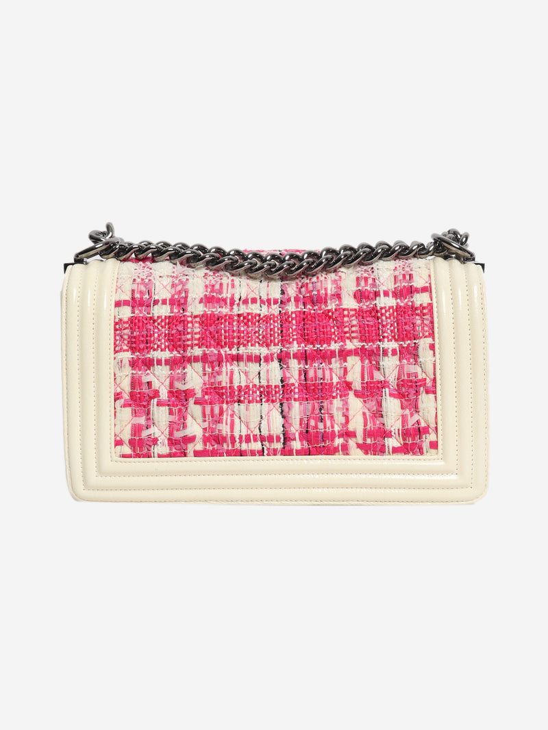 Pink and white 2014 leather and tweed boy bag Shoulder bags Chanel 