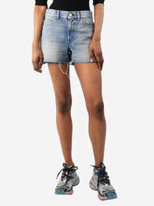 Gucci Blue strawberry applique denim shorts - size UK 4