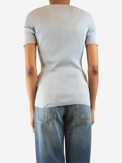 Light blue silk crewneck top - size UK 8 Tops Prada 
