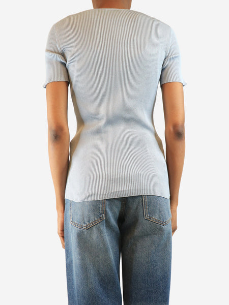 Light blue silk crewneck top - size UK 8 alternate image