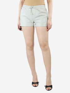 Ermanno Scervino Pale green leather mini shorts - size UK 10