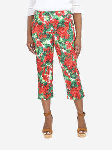 Dolce & Gabbana Green floral slim cropped trousers - size UK 14