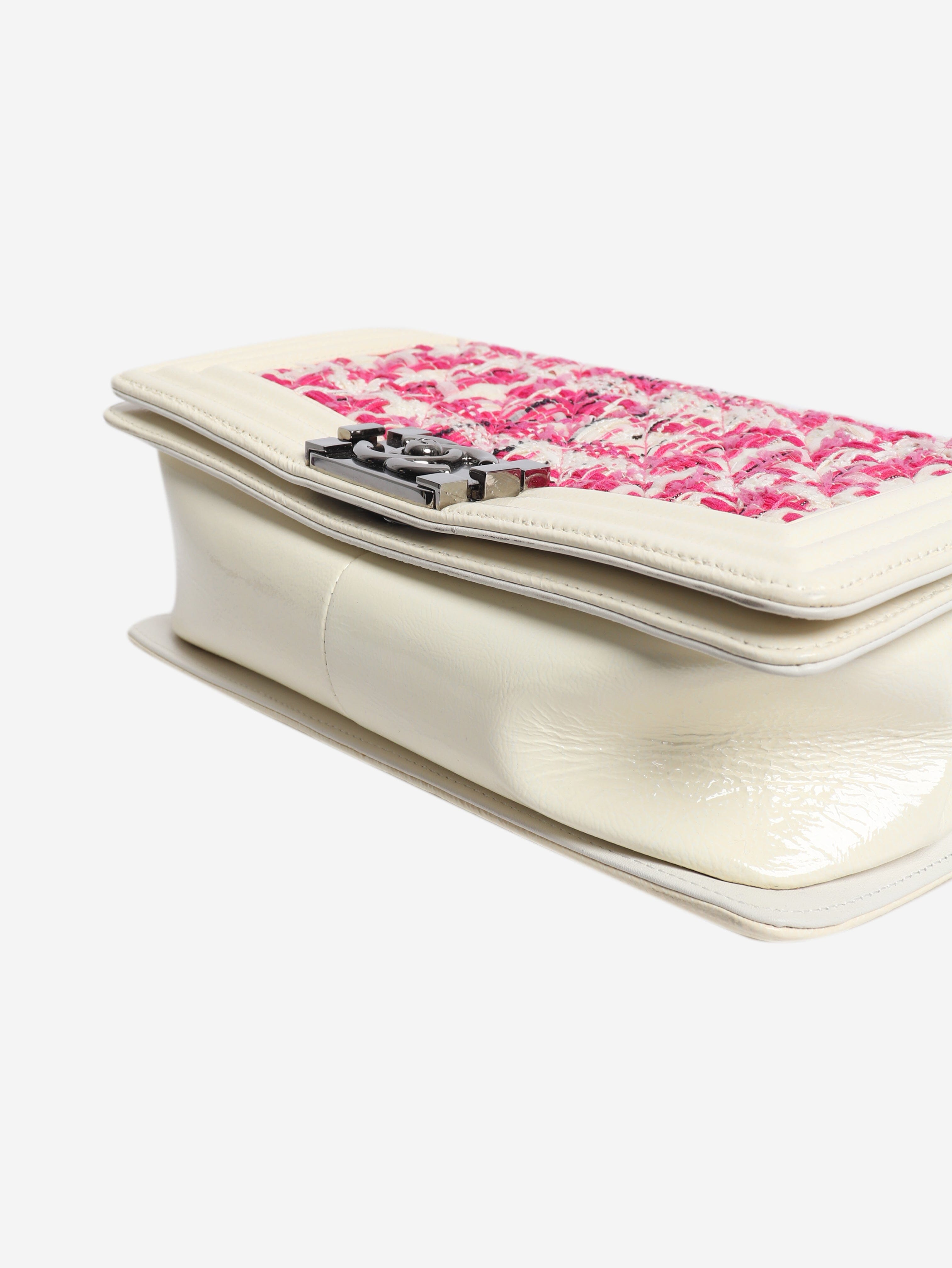 Pink and white 2014 leather and tweed boy bag Shoulder bags Chanel 