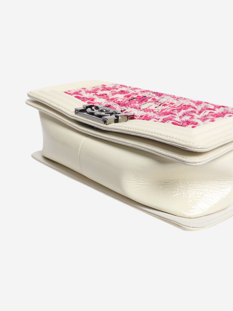 Pink and white 2014 leather and tweed boy bag Shoulder bags Chanel 