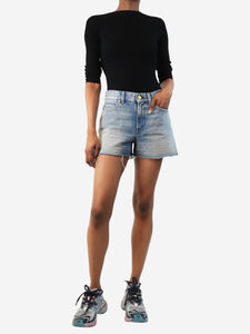 Gucci Blue strawberry applique denim shorts - size UK 4