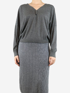 Piazza Castello Grey cashmere midi skirt - size M