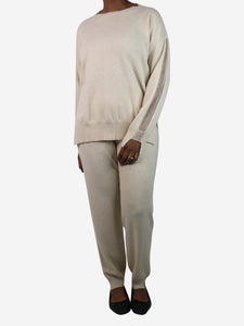 Stella McCartney Beige lace-sleeve cashmere-blend set - size UK 14