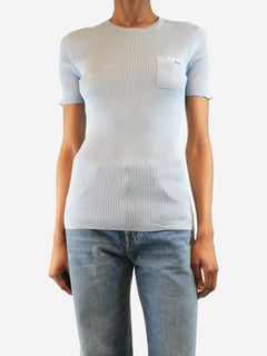 Light blue silk crewneck top - size UK 8 Tops Prada 