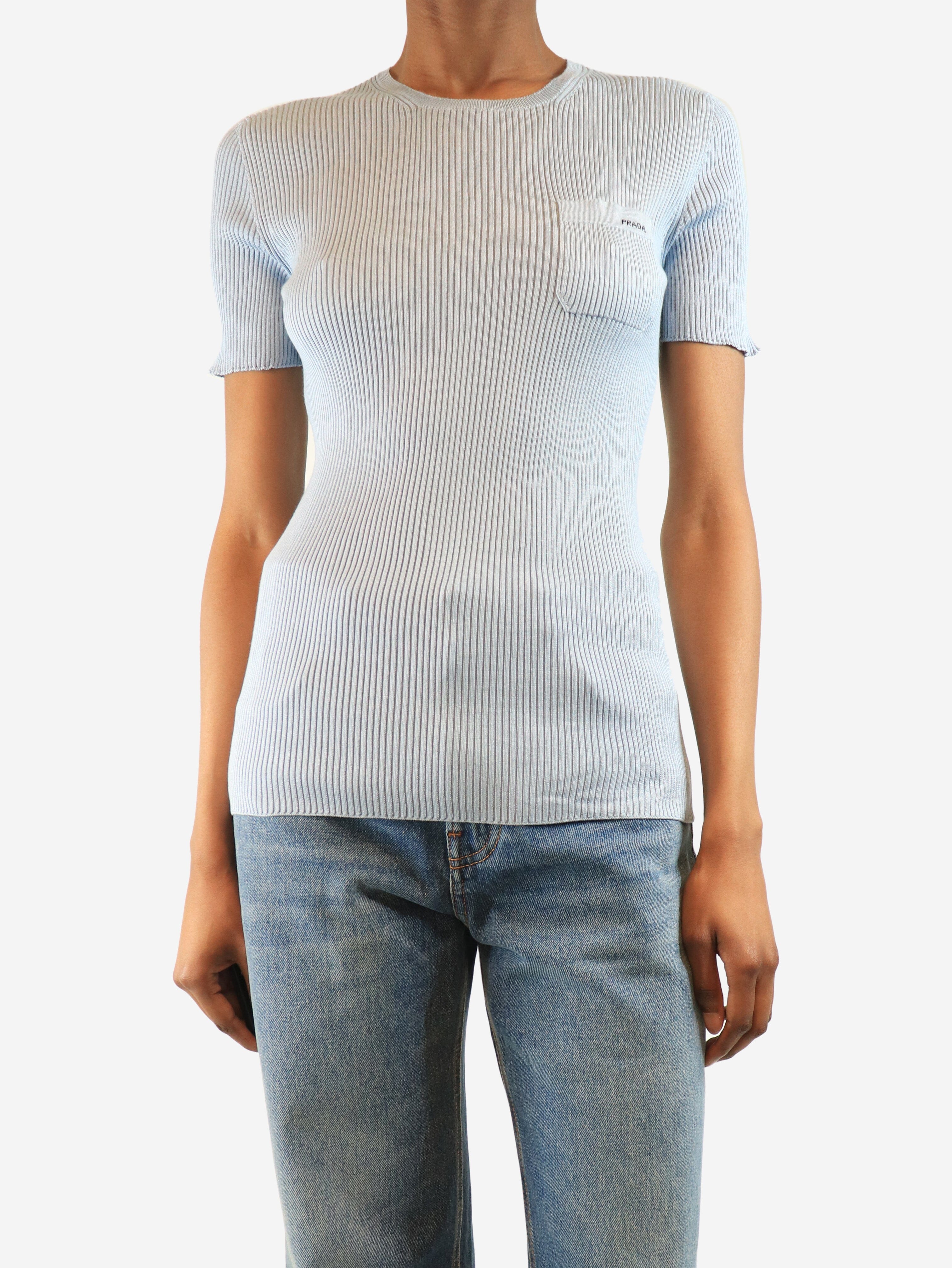 Light blue silk crewneck top - size UK 8 Tops Prada 