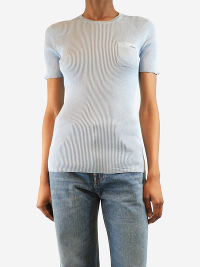 Light blue silk crewneck top - size UK 8 Tops Prada 