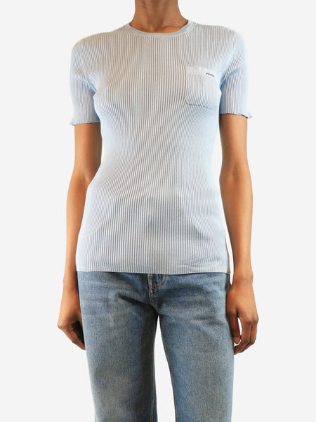 Light blue silk crewneck top - size UK 8 product image