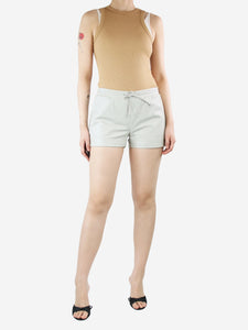 Ermanno Scervino Pale green leather mini shorts - size UK 10