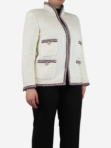 Chanel White tweed woven trim jacket - size UK 16