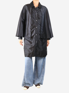 Burberry Black belted nylon trench coat - size UK 8