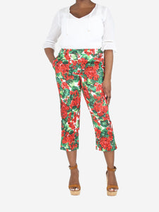 Dolce & Gabbana Green floral slim cropped trousers - size UK 14