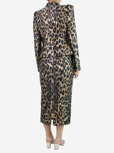 Balmain Balmain Animal Print leopard print blazer and midi skirt set - size UK 14