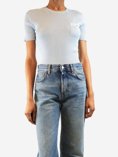 Light blue silk crewneck top - size UK 8 Tops Prada 