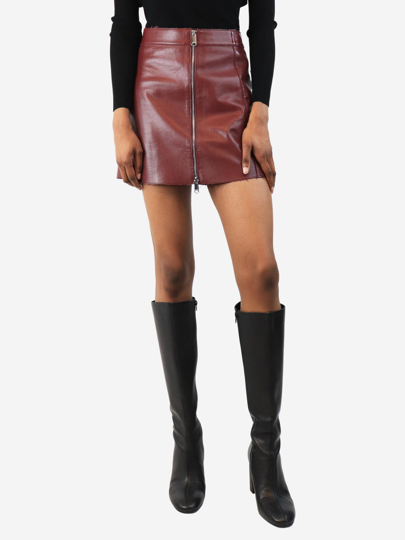 Burgundy leather mini skirt - size UK 4 Skirts Max & Co 