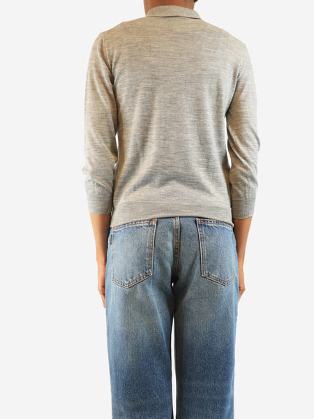 Light grey marl polo top - size UK 8 alternate image