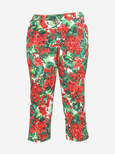 Dolce & Gabbana Green floral slim cropped trousers - size UK 14