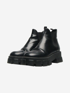 Prada Black re-nylon and leather heeled boots - size EU 35.5