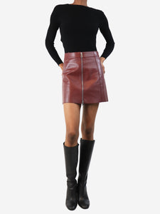 Max & Co Burgundy leather mini skirt - size UK 4