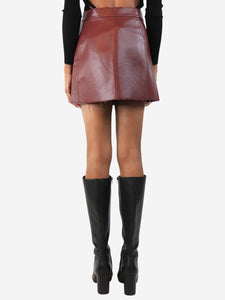 Max & Co Burgundy leather mini skirt - size UK 4