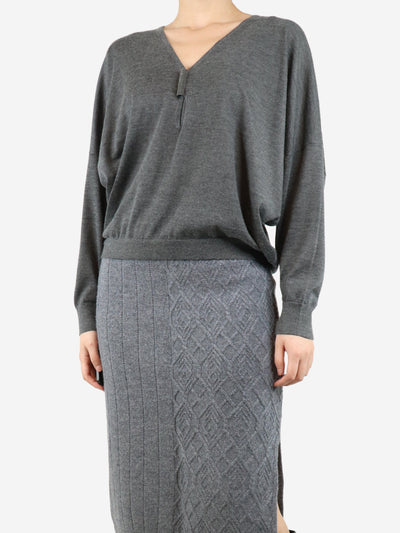 Grey cashmere midi skirt - size M Knitwear Piazza Castello 