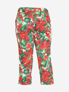 Dolce & Gabbana Green floral slim cropped trousers - size UK 14