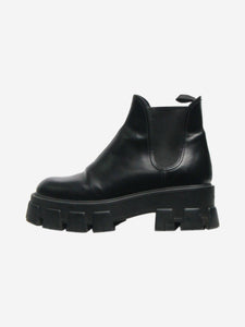 Prada Black re-nylon and leather heeled boots - size EU 35.5