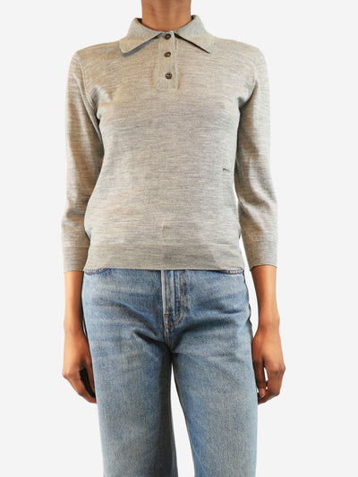 Light grey marl polo top - size UK 8 Tops Prada 
