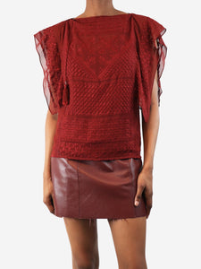 Isabel Marant Isabel Marant Red embroidered silk top - size UK 6