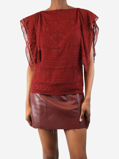 Isabel Marant Red embroidered silk top - size UK 6 Tops Isabel Marant 