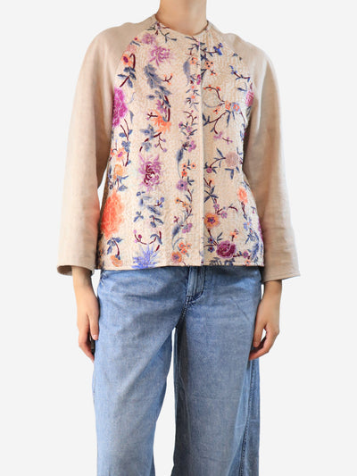 Neutral floral embroidered jacket - size S Coats & Jackets By Walid 