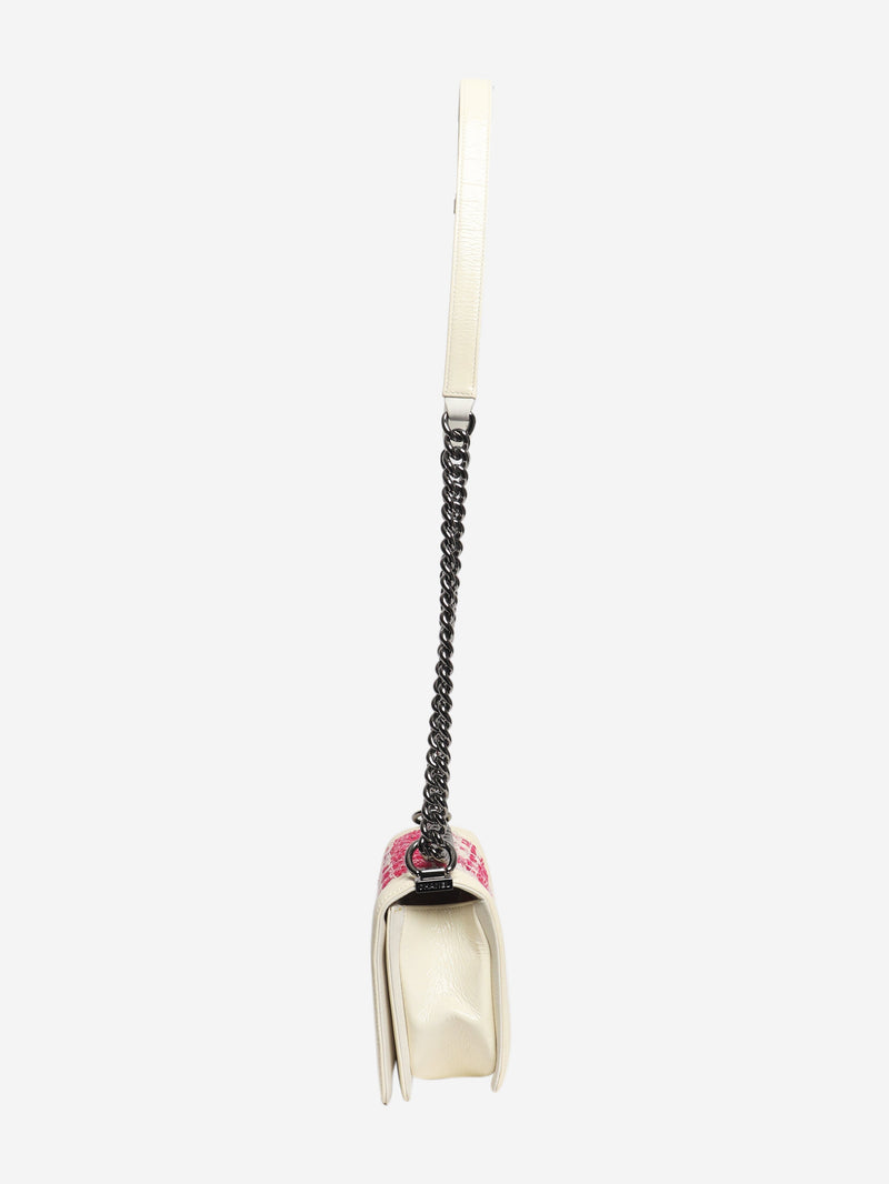 Pink and white 2014 leather and tweed boy bag Shoulder bags Chanel 