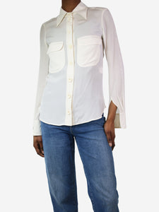 Chloe Cream silk pocket blouse - size UK 6