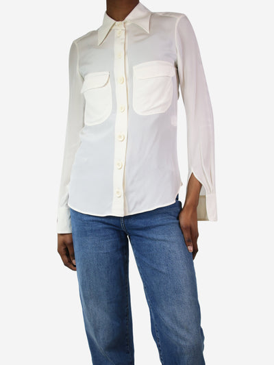 Cream silk pocket blouse - size UK 6 Tops Chloe 