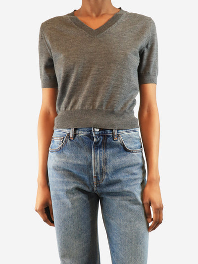 Taupe monili v-neck top - size M Tops Brunello Cucinelli 