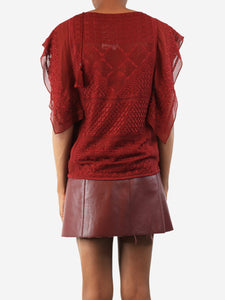 Isabel Marant Isabel Marant Red embroidered silk top - size UK 6