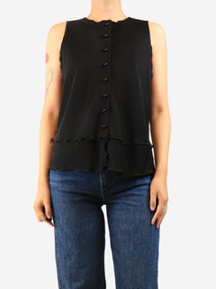 Black sleeveless button-front top - size UK 16 Tops Giorgio Armani 