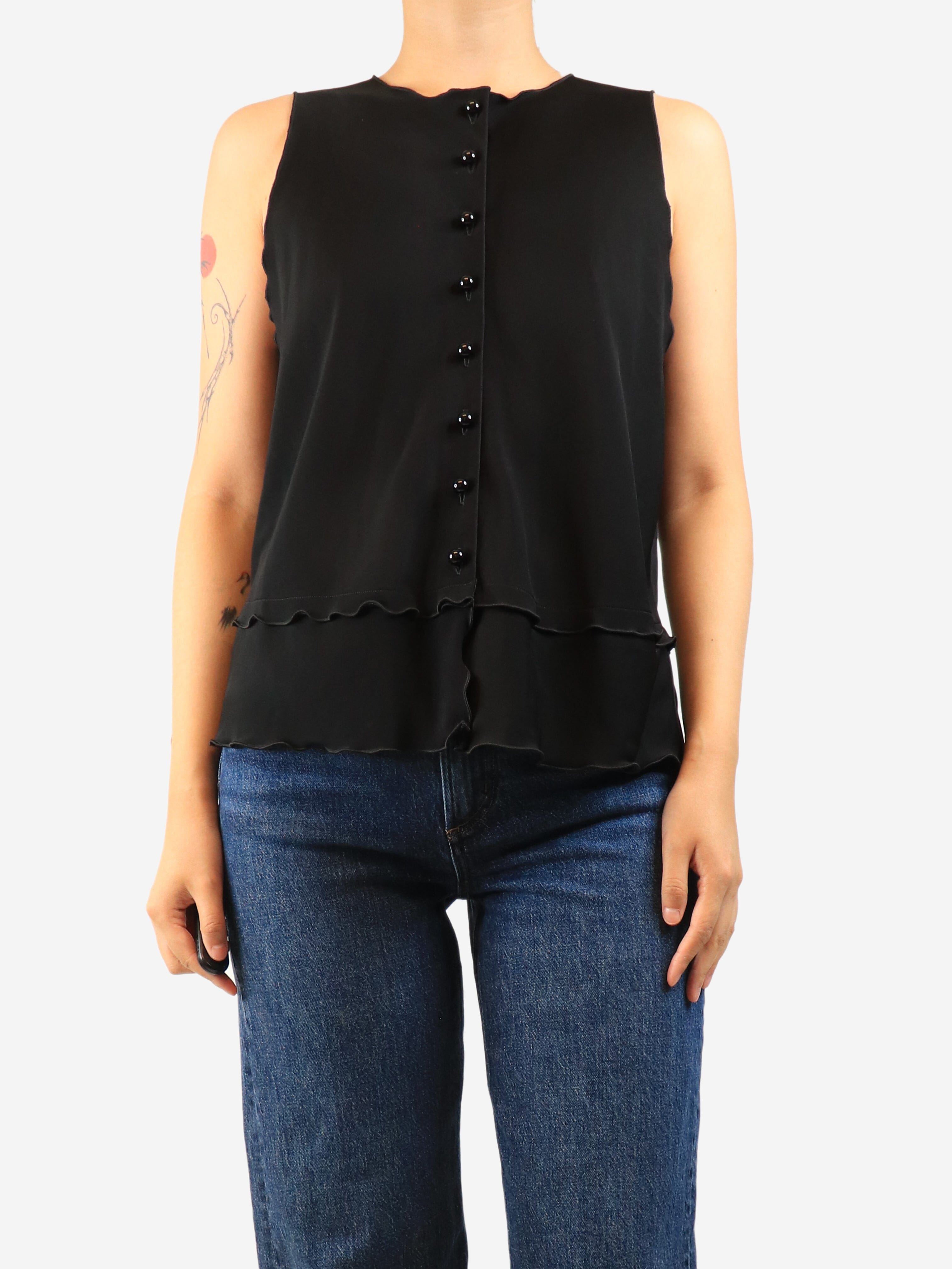 Black sleeveless button-front top - size UK 16 Tops Giorgio Armani 