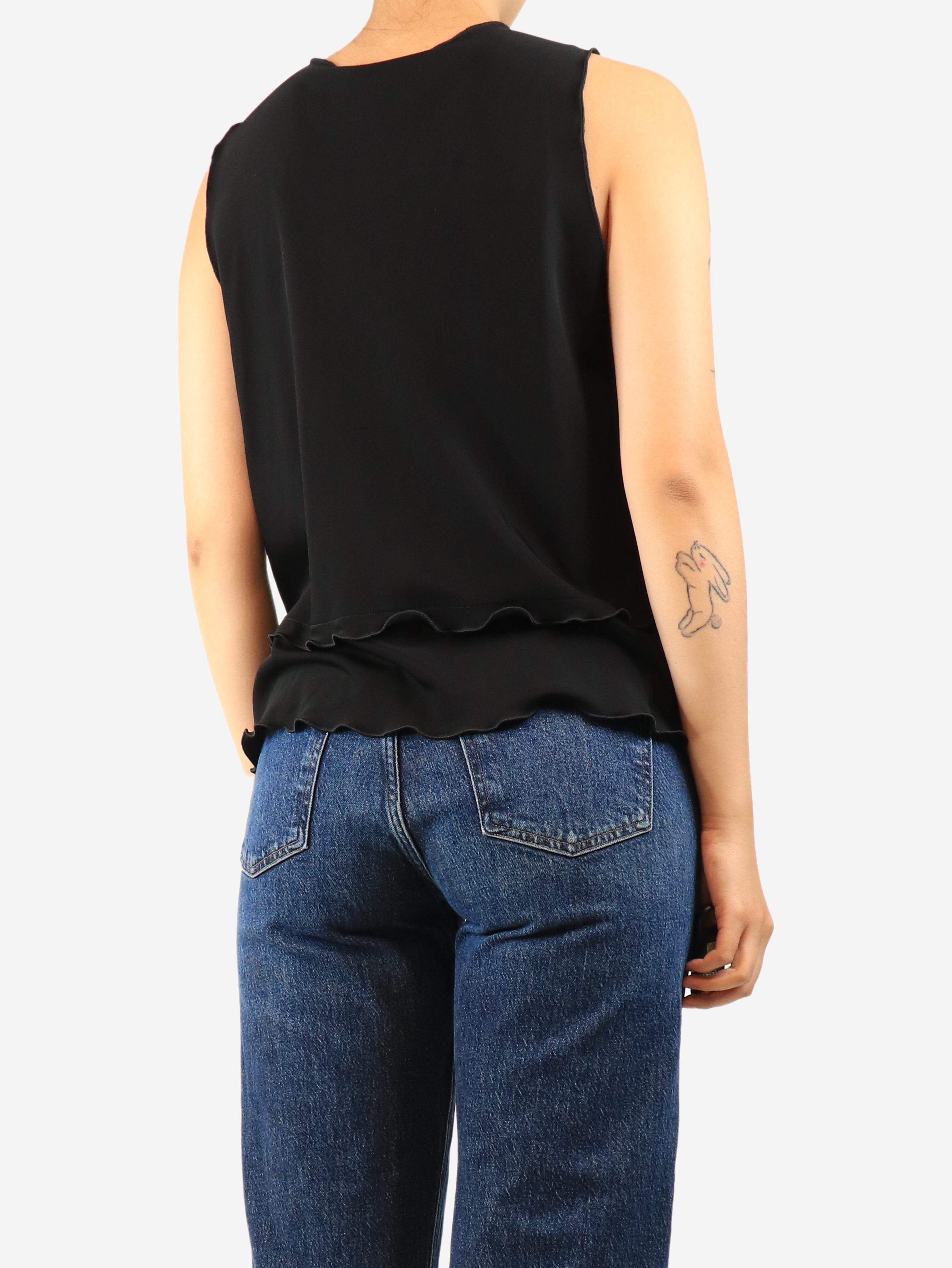 Black sleeveless button-front top - size UK 16 Tops Giorgio Armani 