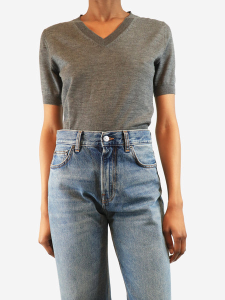 Taupe monili v-neck top - size M alternate image